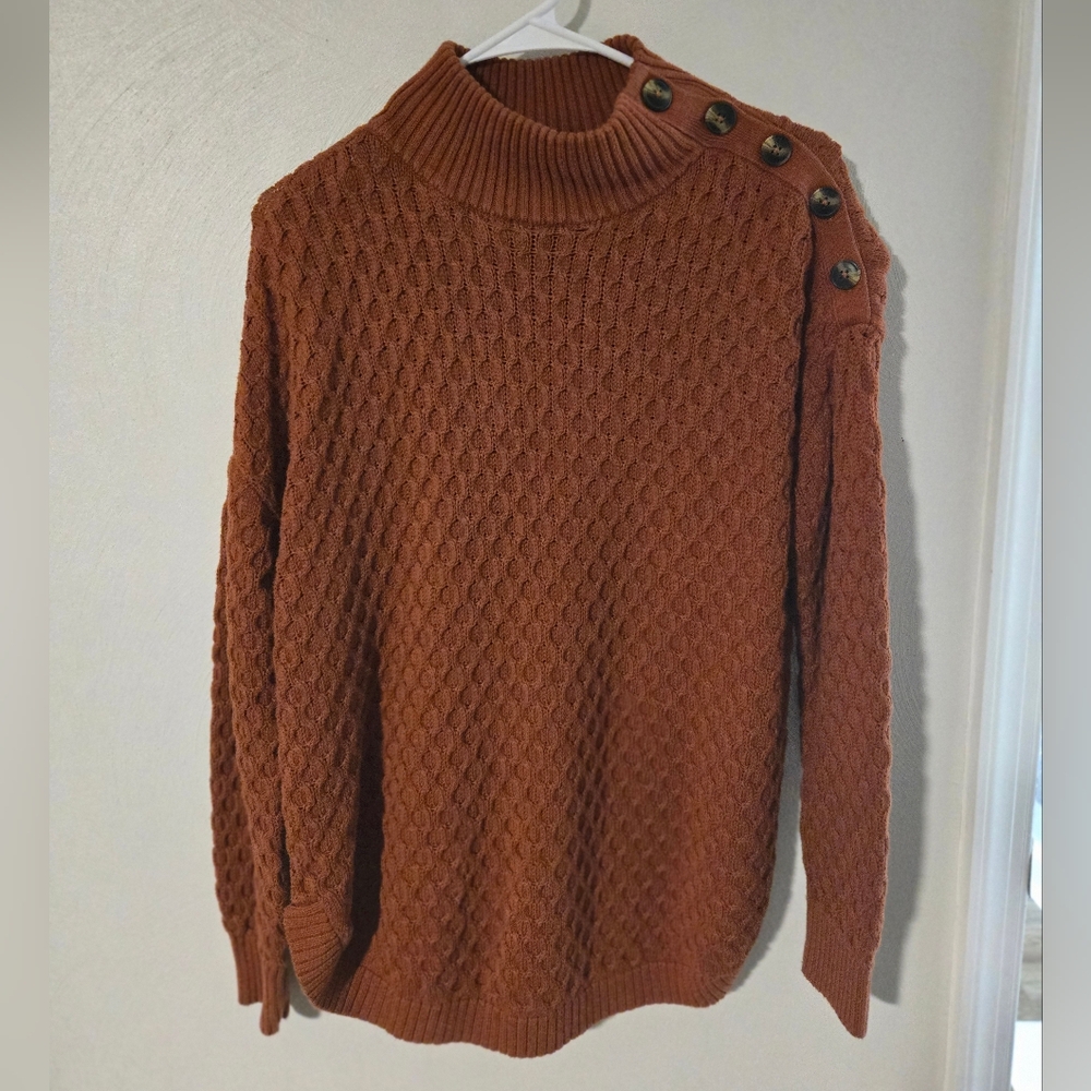 Motherhood Burnt Orange Crew Neck Sweater Textured Knit